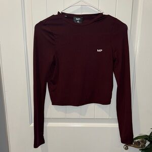 MPG Red Cropped Fitted Long Sleeve Hoodie